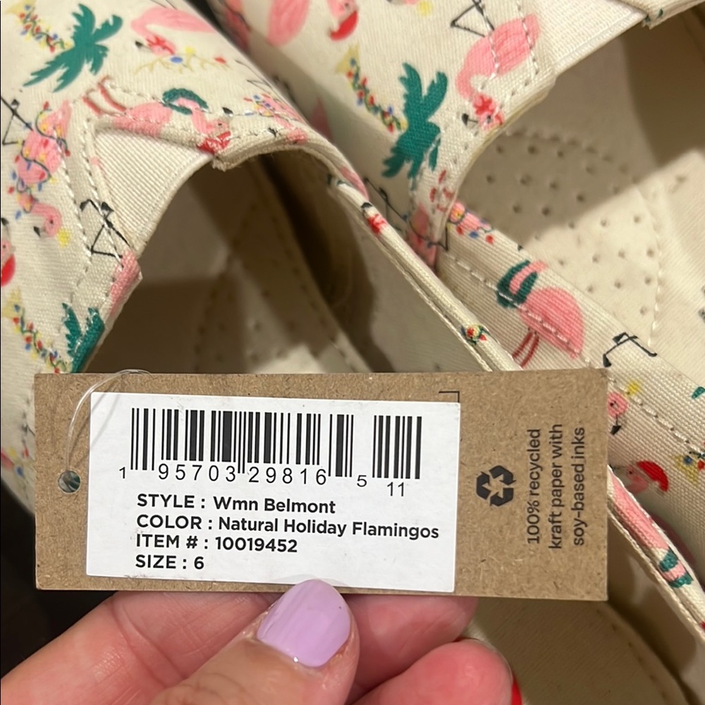 Toms Women's Flamingo and Palm Print Flats - Cream and Pink - Picture 3 of 4